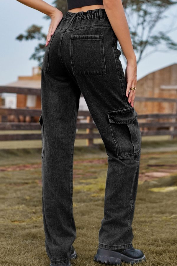Loose Fit Long Jeans with Pockets - Image 7