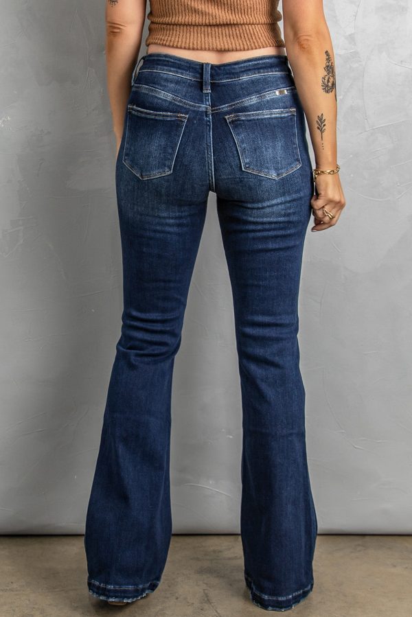 Button Fly Distressed Bootcut Jeans - Image 2