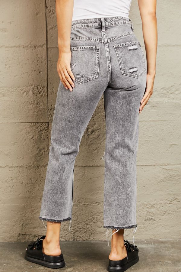 BAYEAS Acid Wash Distressed Cropped Straight Jeans - Image 2