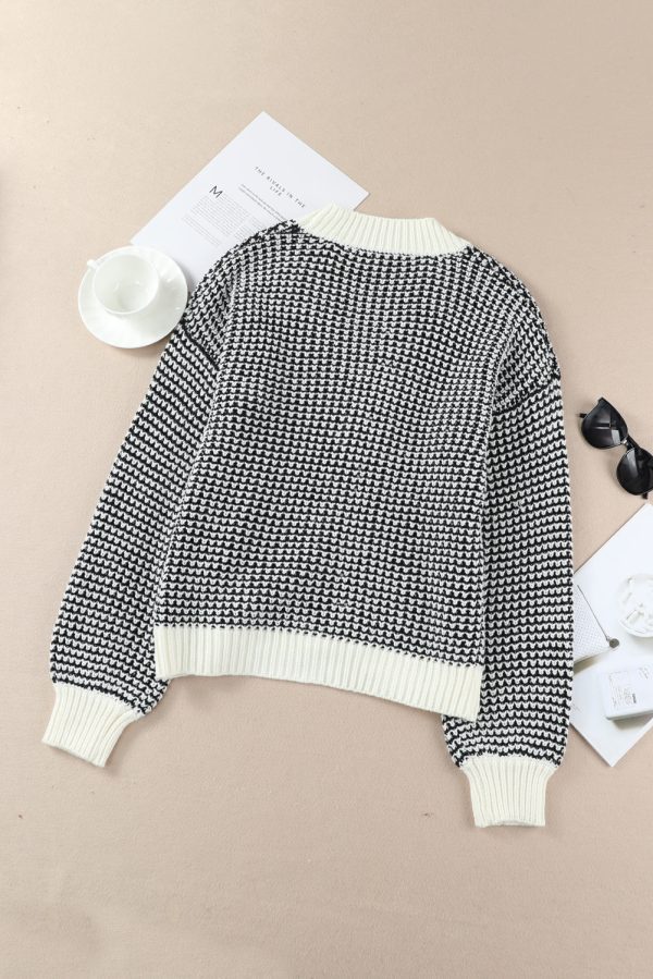 Woven Right Waffle-Knit Drop Shoulder Button-Down Cardigan - Image 5