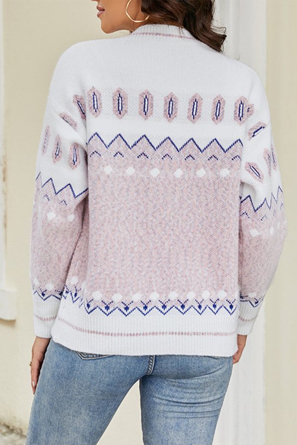 Printed V-Neck Buttoned Cardigan - Image 2