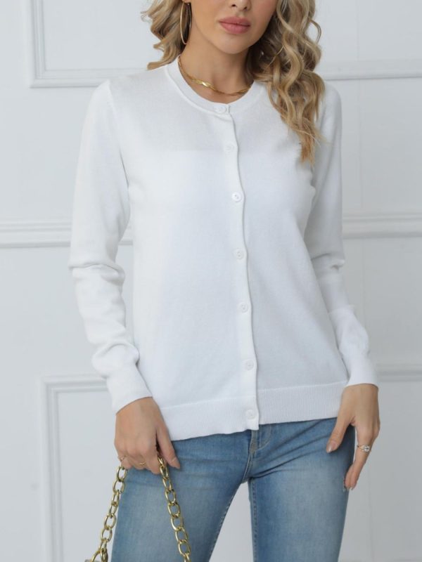 Button Down Round Neck Cardigan - Image 8