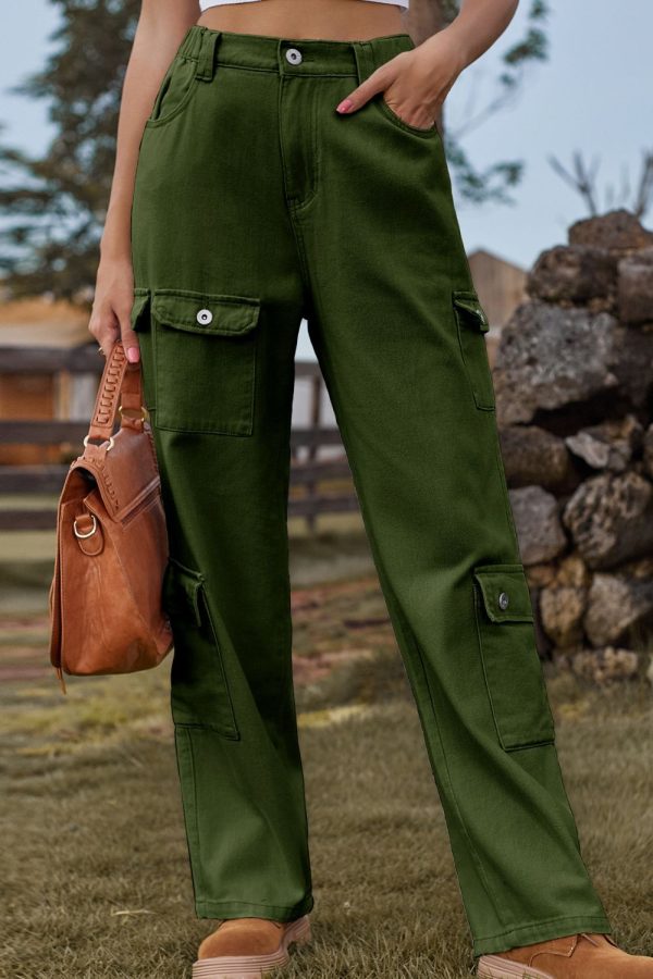 Buttoned Slim Fit Long Jeans with Pockets - Image 18