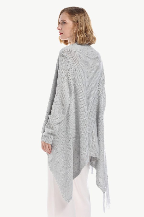 One-Button Tassel Tie Asymmetrical Hem Cardigan - Image 16