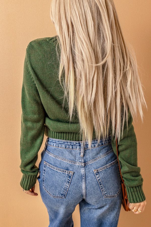 Woven Right Mixed Knit Button Down Cardigan with Pockets - Image 2