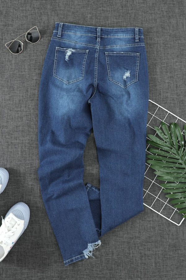 Baeful High-Rise Distressed Hem Detail Jeans - Image 8