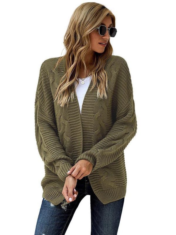 Women'S Solid Color Knitted Cardigan With Long Sleeves And Buttonless Design - Image 31