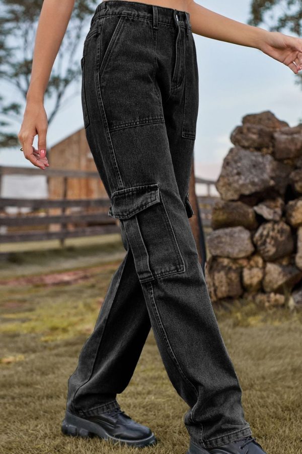 Loose Fit Long Jeans with Pockets - Image 6