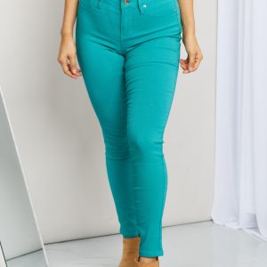 YMI Jeanswear Kate Hyper-Stretch Full Size Mid-Rise Skinny Jeans in Sea Green