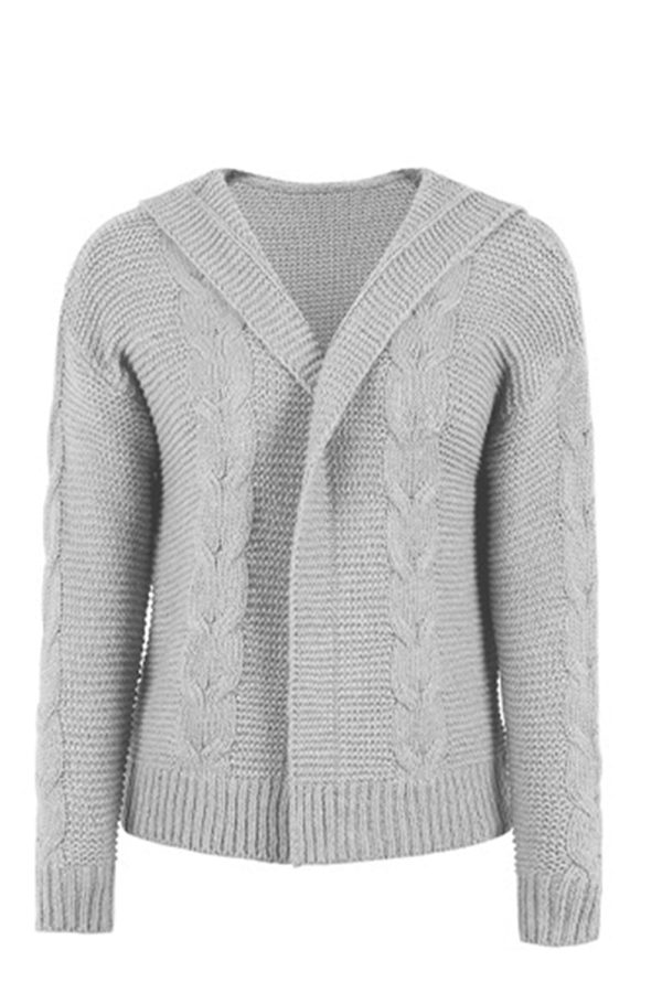 Cable-Knit Dropped Shoulder Hooded Cardigan - Image 9