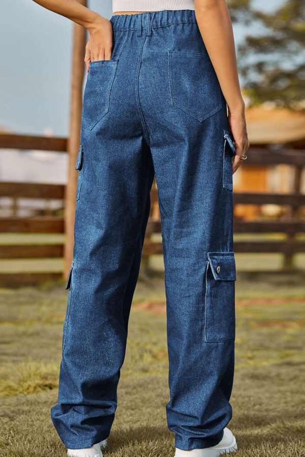 Buttoned Slim Fit Long Jeans with Pockets - Image 2