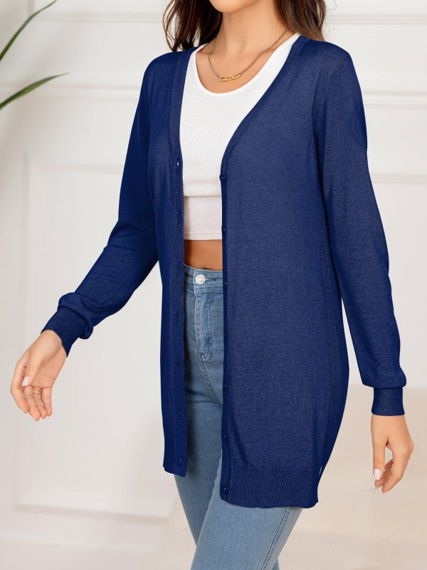 Button Down Slit Longline Cardigan - Image 3