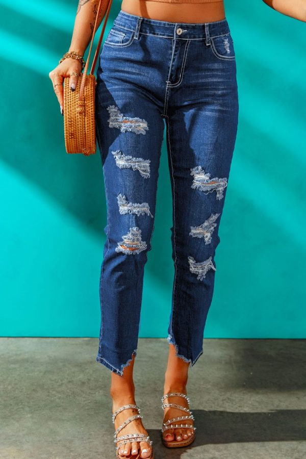 Baeful High-Rise Distressed Hem Detail Jeans - Image 15