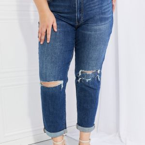 Vervet by Flying Monkey Full Size Distressed Cropped Jeans with Pockets