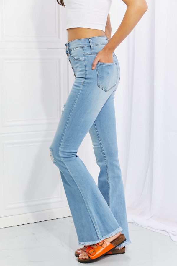 Vibrant MIU Full Size Jess Button Flare Jeans - Image 3