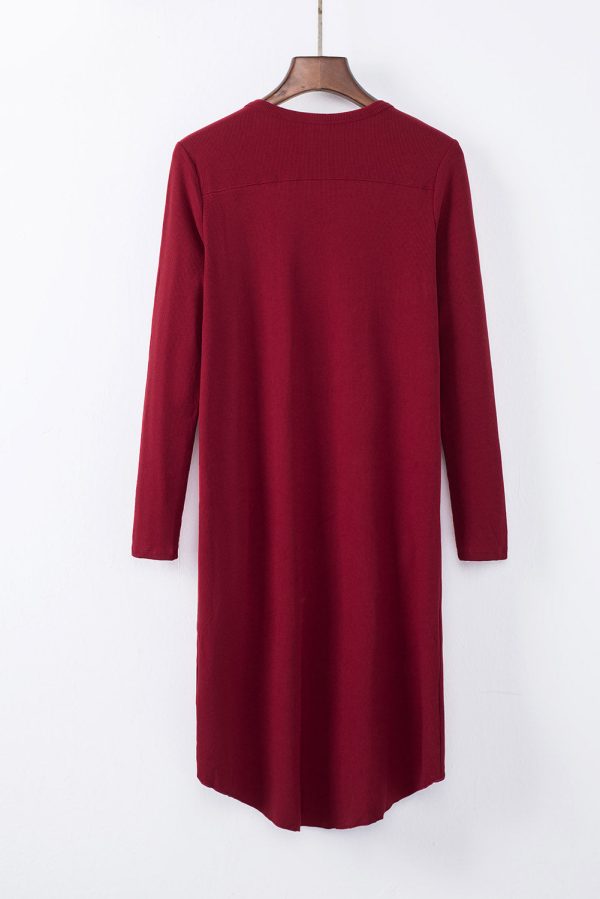 V-Neck Long Sleeve Cardigan with Pocket - Image 16