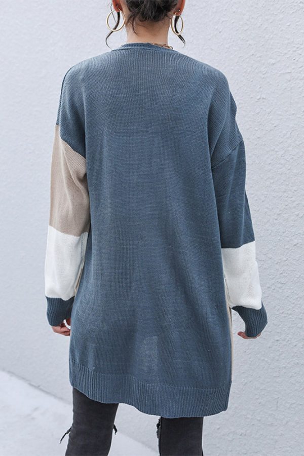Color Block Dropped Shoulder Cardigan - Image 4