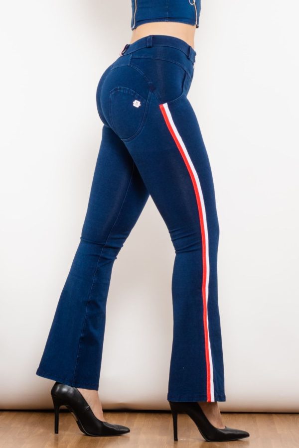 Side Stripe Buttoned Bootcut Jeans - Image 4