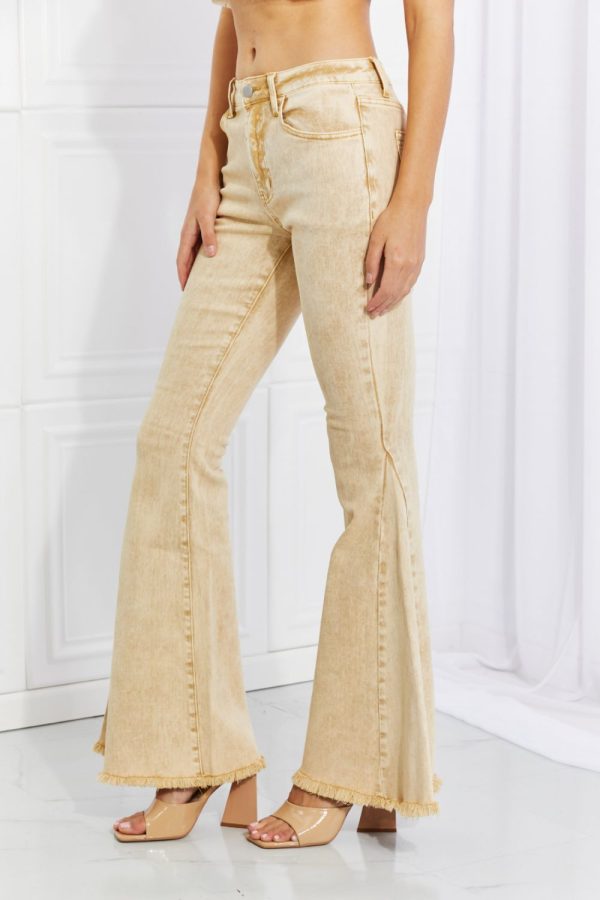 Color Theory Flip Side Fray Hem Bell Bottom Jeans in Yellow - Image 4