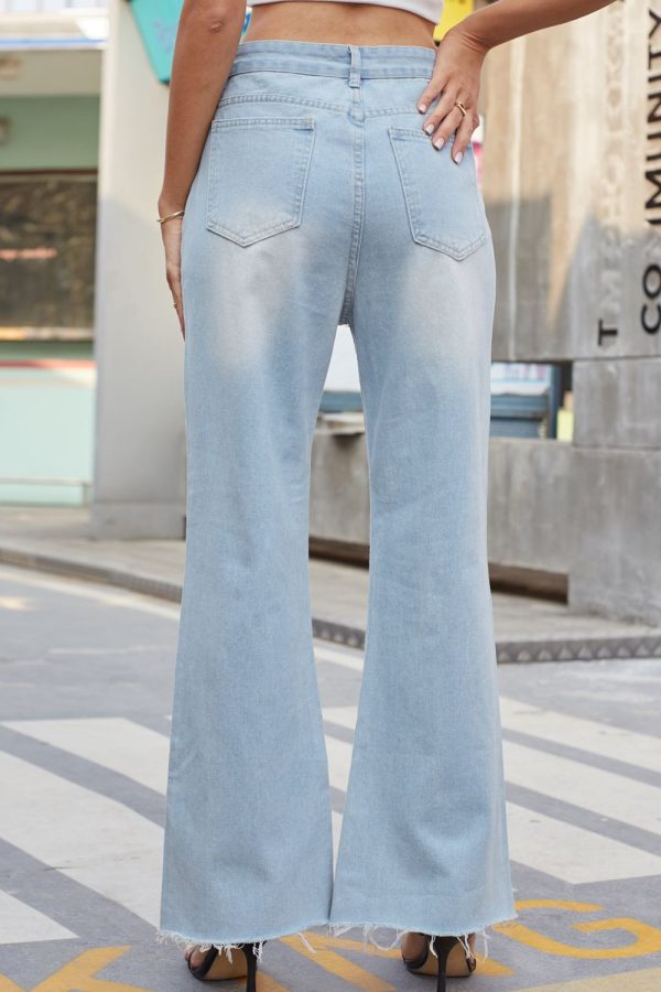 Distressed Buttoned Loose Fit Jeans - Image 5