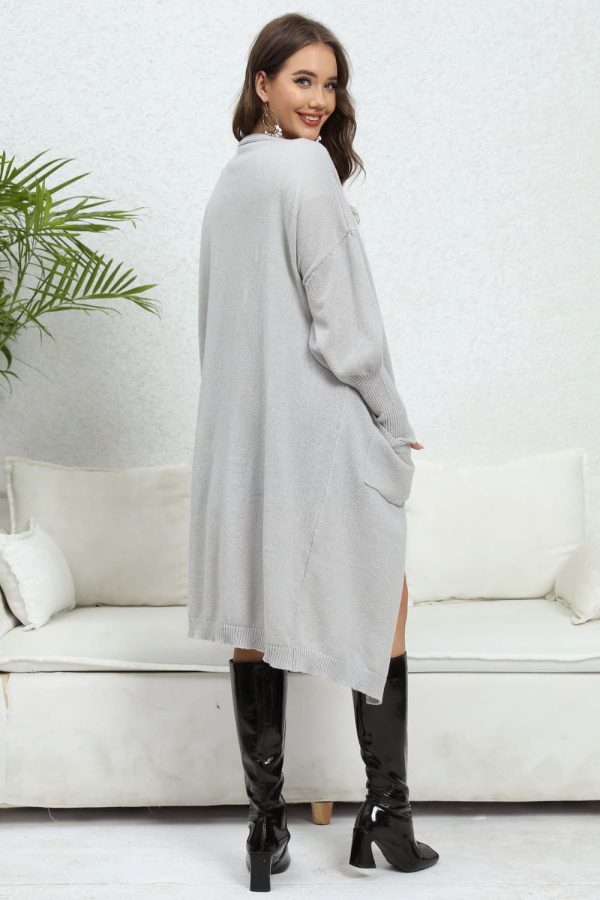 Open Front Dropped Shoulder Cardigan - Image 2