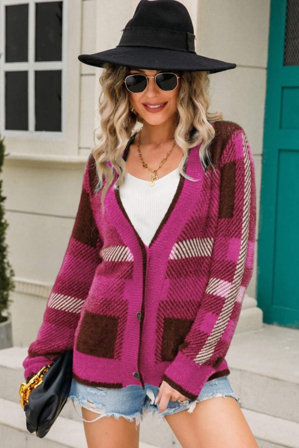 Striped Button-Front Fuzzy Cardigan - Image 8