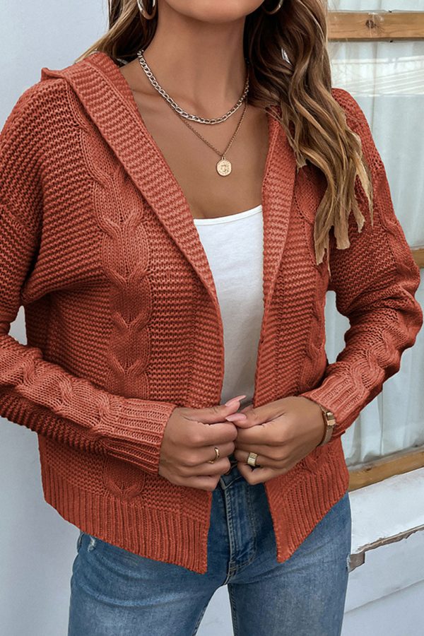Cable-Knit Dropped Shoulder Hooded Cardigan - Image 17