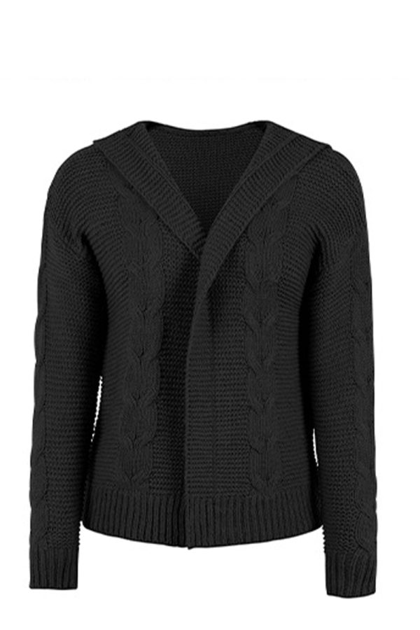 Cable-Knit Dropped Shoulder Hooded Cardigan - Image 6