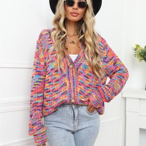 V-Neck Long Sleeve Cardigan