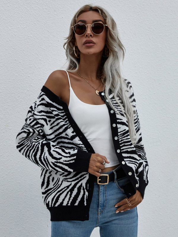 Woven Right Zebra Print Button Down Cardigan - Image 12