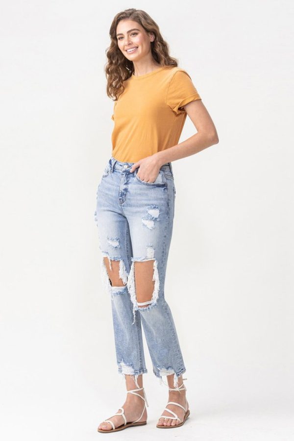 Lovervet Full Size Amari Destroyed High Rise Crop Straight Jeans - Image 3