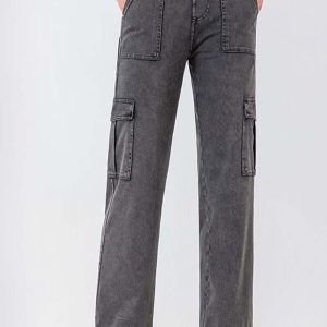Buttoned Pocketed Long Jeans
