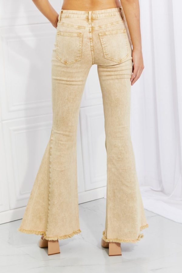 Color Theory Flip Side Fray Hem Bell Bottom Jeans in Yellow - Image 2