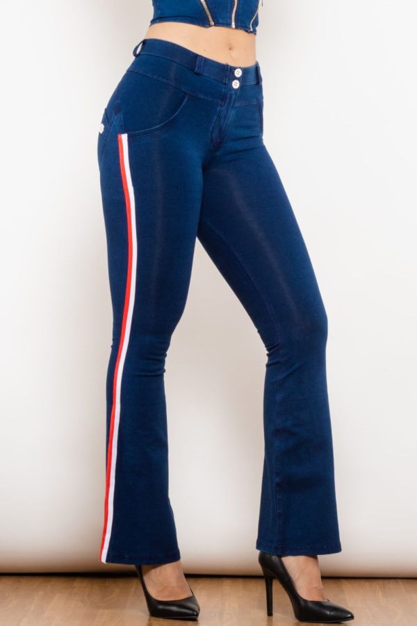 Side Stripe Buttoned Bootcut Jeans - Image 3