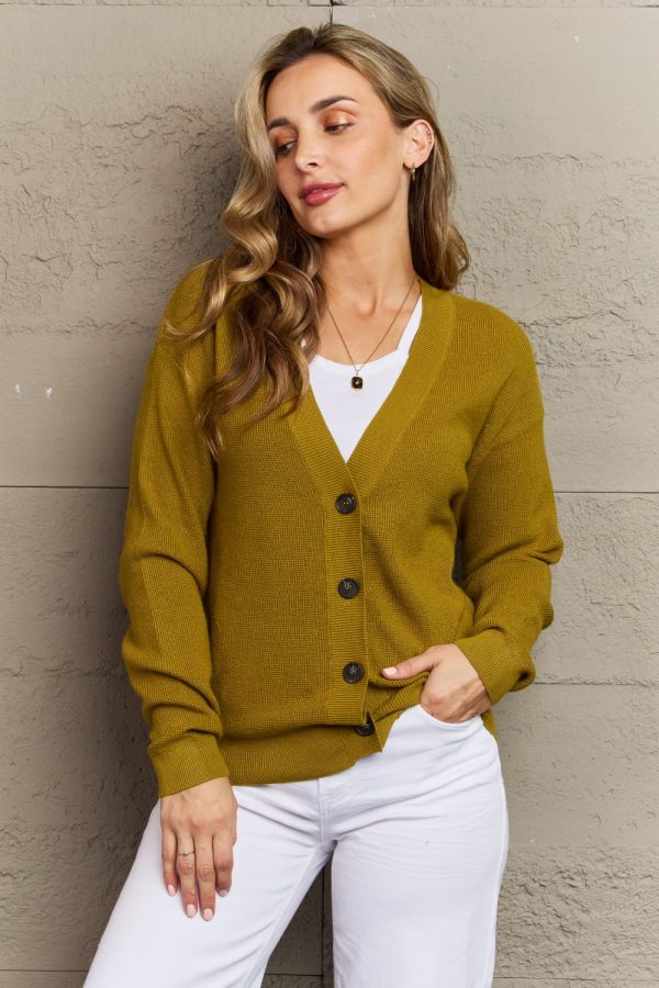 Zenana Kiss Me Tonight Full Size Button Down Cardigan in Chartreuse - Image 7