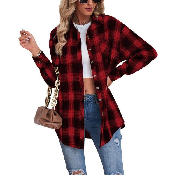 Casual boyfriend-style loose plaid shirt in women's fashion - Image 2