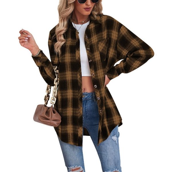 Casual boyfriend-style loose plaid shirt in women's fashion - Image 3