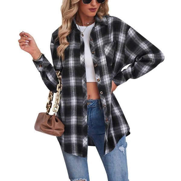 Casual boyfriend-style loose plaid shirt in women's fashion - Image 6