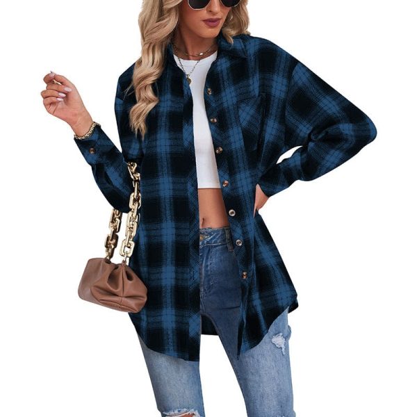 Casual boyfriend-style loose plaid shirt in women's fashion - Image 4