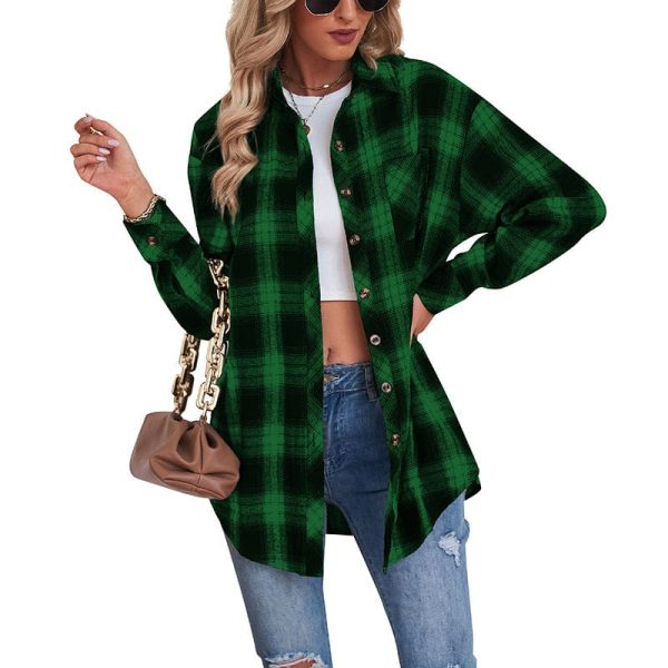 Casual boyfriend-style loose plaid shirt in women's fashion - Image 5