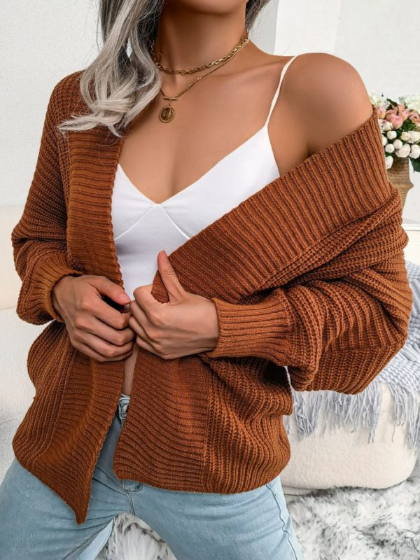 Rib-Knit Open Front Dolman Sleeve Cardigan - Image 4