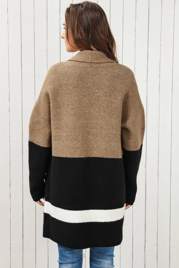 Color Block Dropped Shoulder Longline Cardigan - Image 2