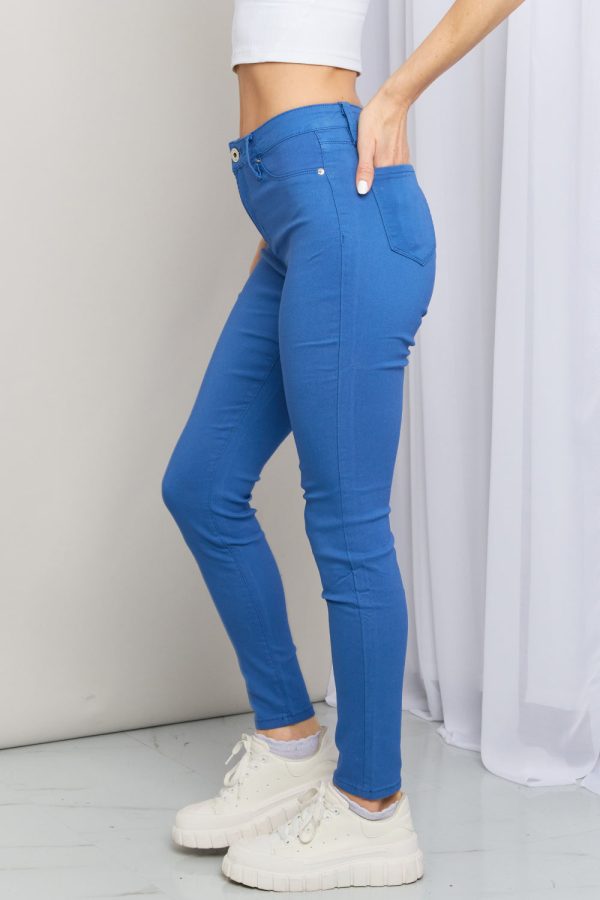 YMI Jeanswear Kate Hyper-Stretch Full Size Mid-Rise Skinny Jeans in Electric Blue - Image 3