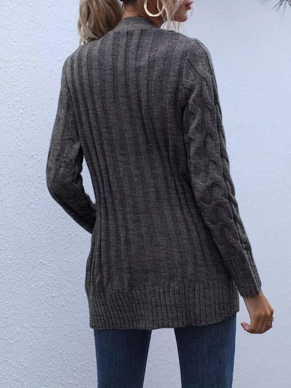 Cozy Cable Knit Button-Front Long Sleeve Cardigan - Image 35