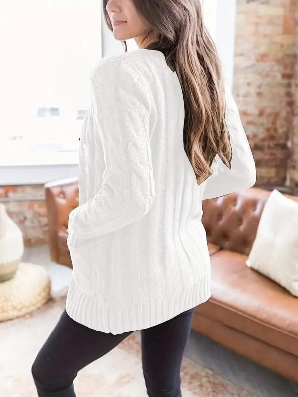 Cozy Cable Knit Button-Front Long Sleeve Cardigan - Image 44