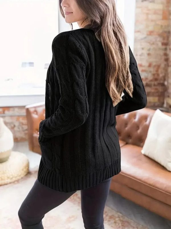 Cozy Cable Knit Button-Front Long Sleeve Cardigan - Image 33