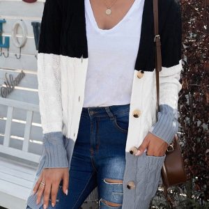 Cozy Cable Knit Button-Front Long Sleeve Cardigan