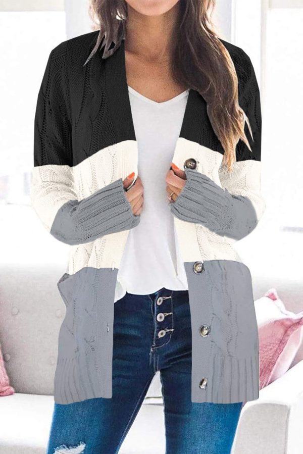 Cozy Cable Knit Button-Front Long Sleeve Cardigan - Image 11