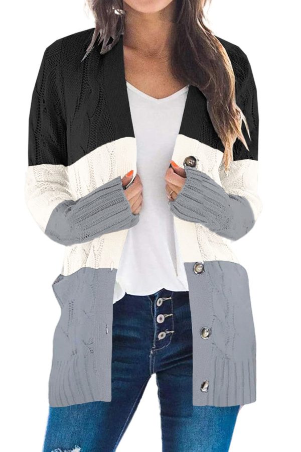 Cozy Cable Knit Button-Front Long Sleeve Cardigan - Image 22