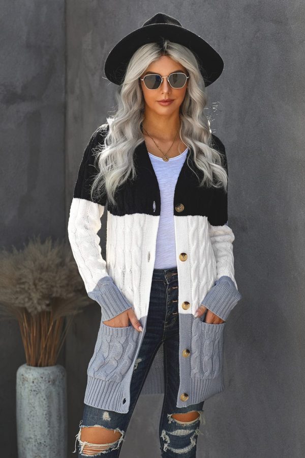 Cozy Cable Knit Button-Front Long Sleeve Cardigan - Image 19